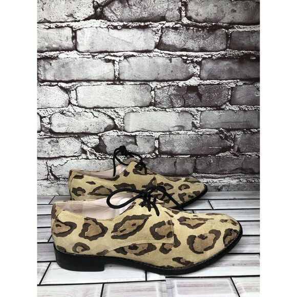 Penelope And Coco Leopard Print Suede Leather Oxfords Shoes Women Sz 10M US/41EU - Picture 12 of 16